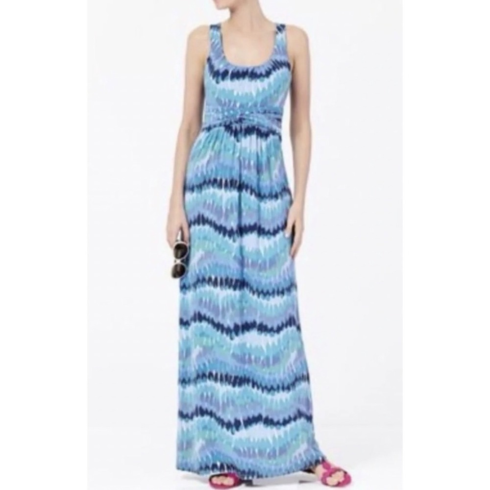 Boden Womens 6 TALL Maya Maxi Dress Blue Purple Abstract Sleeveless Vacation